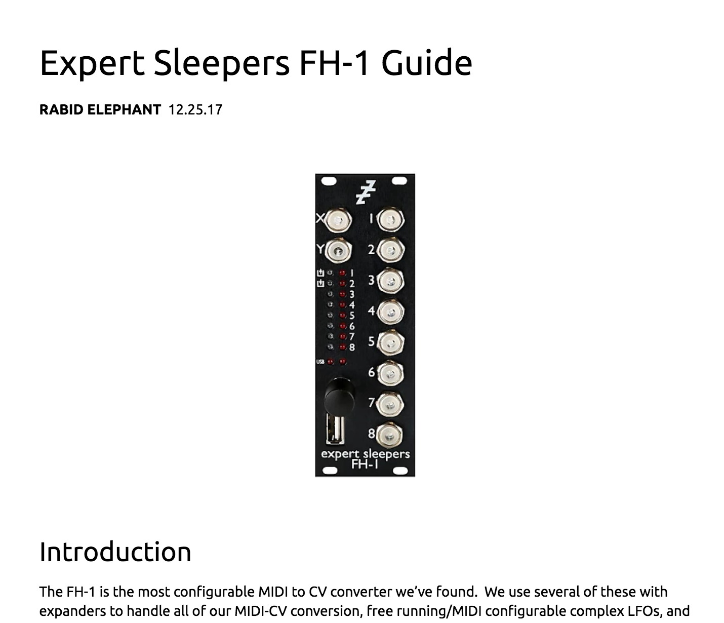 Expert Sleepers FH-1 Guide